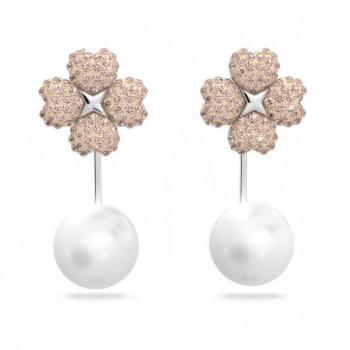 Swarovski Earrings Multicolor Female Latisha Earring Jackets Flower Pink Rhodium ONE SIZE