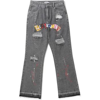 Patchwork Zware Wassen Denim Boot Cut Herenbroek
