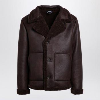 A.P.C. Brown Faux Shearling Blouson Jacket, Men's Size Large