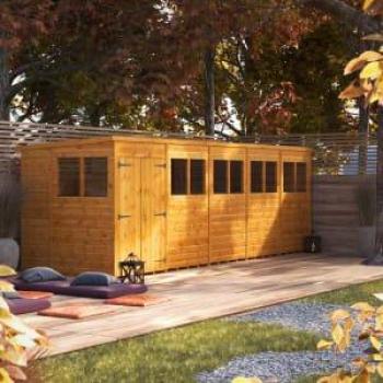 Powersheds 20 x 6ft Double Door Pent Garden Shed