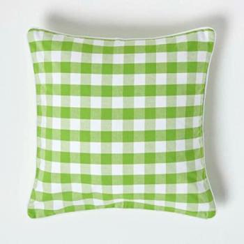 Housse de coussin à carreaux vichy vert 45 cm