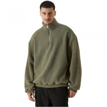Men's 3XL Pale Green Oversized Teddy Half Zip by Urban Classics