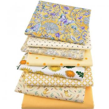 Yellow Cotton Fabric Squares Set for Sewing
