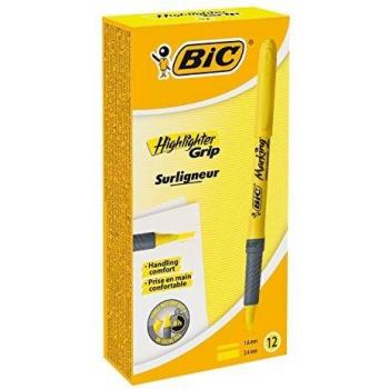 BIC 811935 Marqueur pointe biseautée jaune 12 pièces