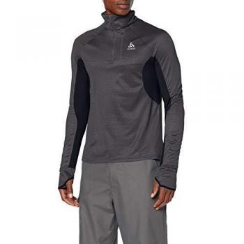 Odlo Blaze Midlayer Herrenpullover 1/2 Zip ZW CERAMIWARM – Schwarz mit Grauen Streifen, L
