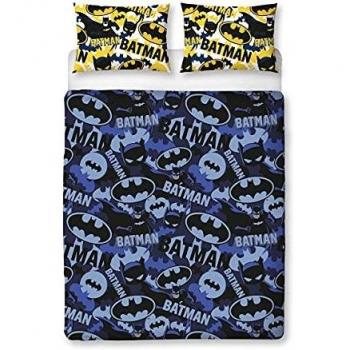 Copripiumino Matrimoniale Batman Motivo Mimetico Blu & Giallo