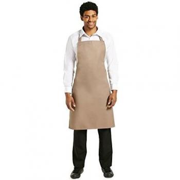 WhitePro Chef Apron – 28x38 inches, Soft PolyCotton, Tan Trim