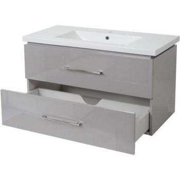 MCW 90 cm Washtisch mit Unterschrank – Hochglanz Grau