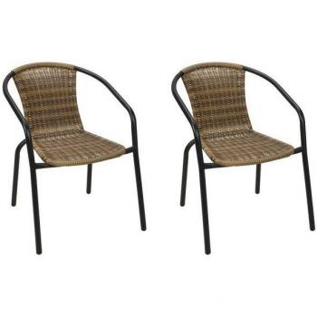Mojawo Stapelstuhl für Garten 2 Stück Cappuccino / Schwarz
