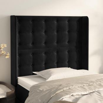 VidaXL Cabecero con orejas de terciopelo negro 83x16x118/128 cm