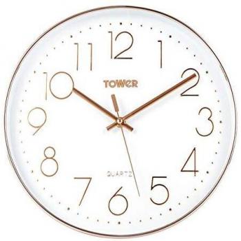 Tower Modern White and Rose Gold Clock T878500RW