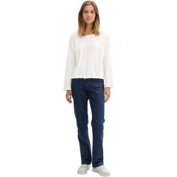 TOM TAILOR Denim Langarmshirt mit Kordel in Offwhite