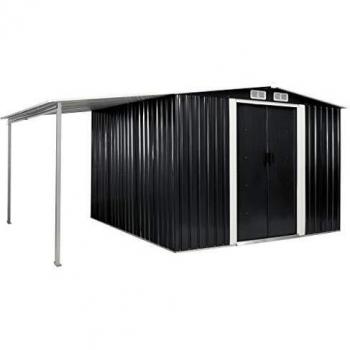VidaXL Roulotte da Giardino con Porte Scorrevoli Antracite 386x259x178 cm Acciaio