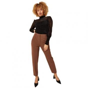 Pantalon Long Ajusté Brun