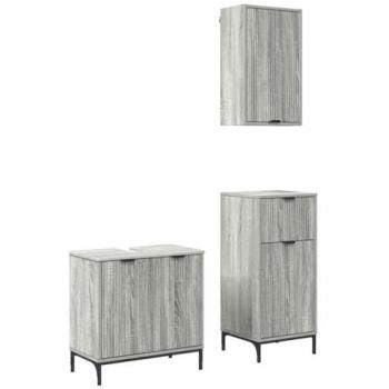 Ensemble de meubles de salle de bain 3 pcs Sonoma gris