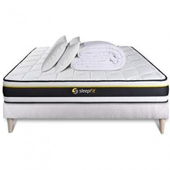 Ensemble Prêt à Dormir 140x200 Matelas SOFT + Sommier + Oreillers Mémoire + Couette