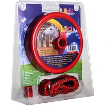 Likit Holder with Rope One Size Red for Ponies and Horses
