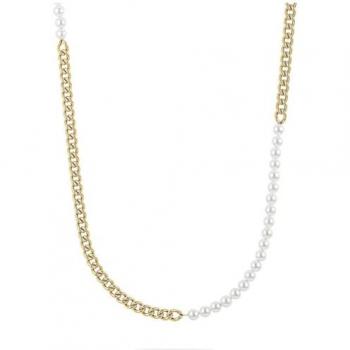 FAVS Collier FAVS Herren-Kette Edelstahl, Perle Muschelkern