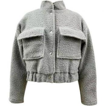 Gini Boucle-Wolljacke mit elastischer Taille