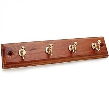 Appendiabiti en bois noyer 4 gants en laiton 23,5 cm