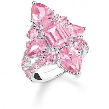 Thomas Sabo Damen Cocktailring Pink mit Zirkonia aus Silber 925