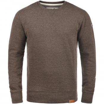 !Solid Trip O-Neck Herren Sweatshirt Pullover Mit Rundhalsausschnitt Und Fleece-Innenseite, Größe:XXL, Farbe:Coffee Bean Melange