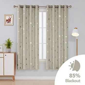 Deconovo Blackout Eyelet Thermal Insulated Energy Saving Children's Curtains