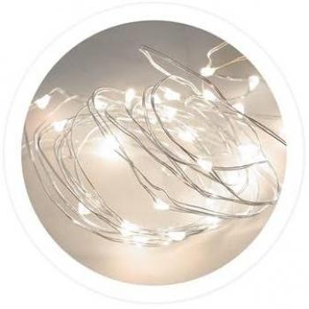 LED-Drahtlichter 4,9 m, 3 x AA, 8 verschiedene Funktionen, kaltes Licht