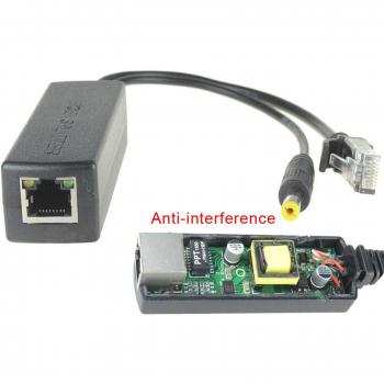 Divisor PoE 48V a 12V ESCAM – Cable 15W Antiinterferencias, con conector DC5.5x2.1mm para cámaras IP