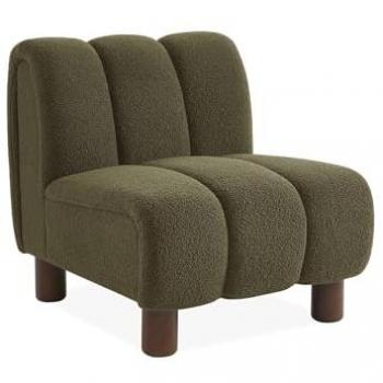 Sillón Reclinable Borreguito Kaki con Patas Redondeadas de Madera
