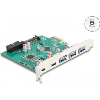 Delock PCIe USB 3.2 Gen 1 Karte mit 3x externen Typ-A und 2x Typ-C
