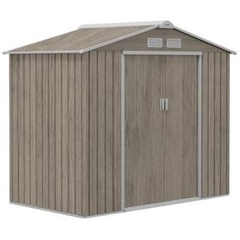 OutSunny Terraza Verde: Cobertizo Metálico 213×130×185 cm con 4 ventanas