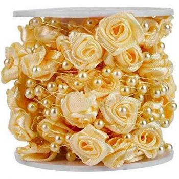 Décoration de Mariage Perles Roses Hilitand 10m/Roll 3mm (Beige)