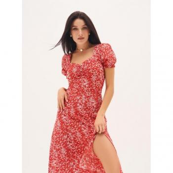 Modekleid mit Muster und Schlitz, Größe ISSA Plus