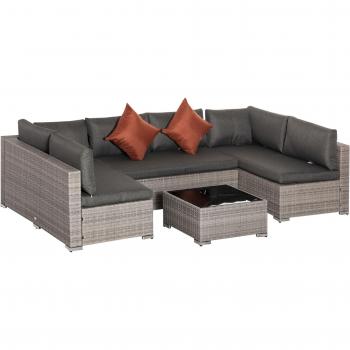 Salotto da Esterno in Rattan PE da 8 Pezzi, Set Mobile da Giardino Salvaspazio con Poltrone, Tavolini e Sgabelli, Beige