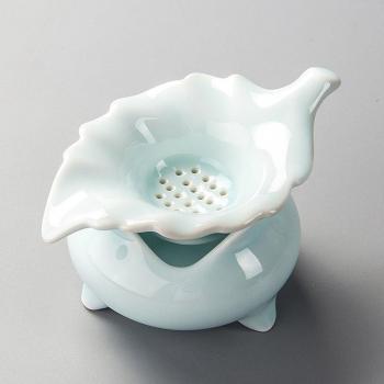 Juego de té porcelana celadina con filtro infusor y cuenco, 3 tazas incluidas
