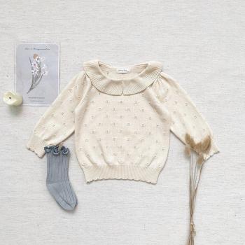 Korean Baby Girl Soft Button Sweater Top