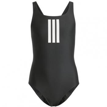 Adidas Black‑White 3‑Stripes Kids Swim Suit