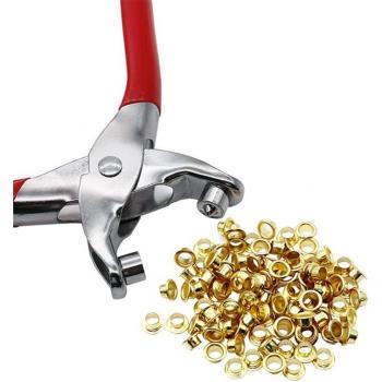 100 Brass Rings Eyelet Punch Tool Kit
