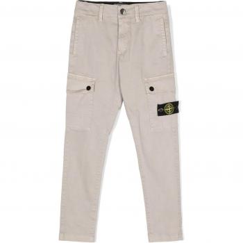 Pantalon en coton stretch beige pour enfant Stone Island 8