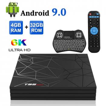 T95 MAX Caja Android TV 10.0 4GB RAM 32GB ROM H616 Cuádruple Núcleo Soporte WiFi 2.4Ghz 6K Smart TV Box con Teclado Inalámbrico