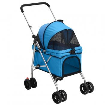 Cochecito para perros plegable Oxford de tela azul 76x50x100 cm