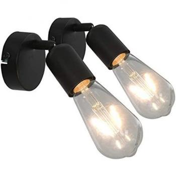 VidaXL Black E27 Spot Lights 2 pcs with 2W Filament Bulbs