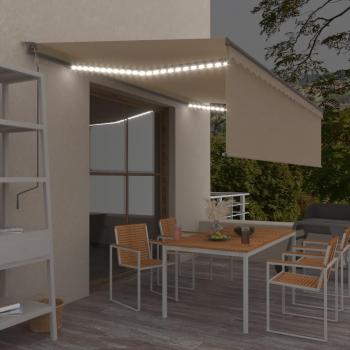 Automatische Markise mit Volant, LED und Windsensor 5x3 m Creme