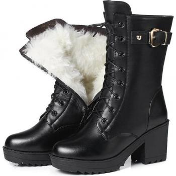 Lace-Up Black Leather Ankle Boots for Women