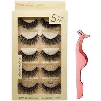 Handmade 5 Pair Thick Eyelash Extensions with Tweezers