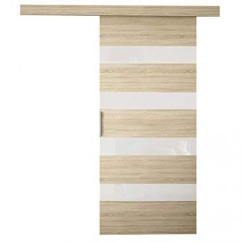 Porte Coulissante Closico 174, finition Chêne Sonoma et Blanc
