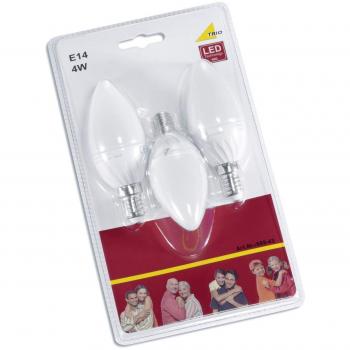 LED-Leuchtmittel 3er Set 4W Kerze E14 von TRIO Leuchten Glas weiß