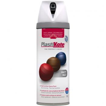 Plasti‑Kote Matte 400 mL Premium Spray Paint – White Finish