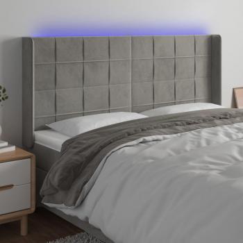 VidaXL Cabecero con LED de terciopelo gris claro 183x16x118/128 cm